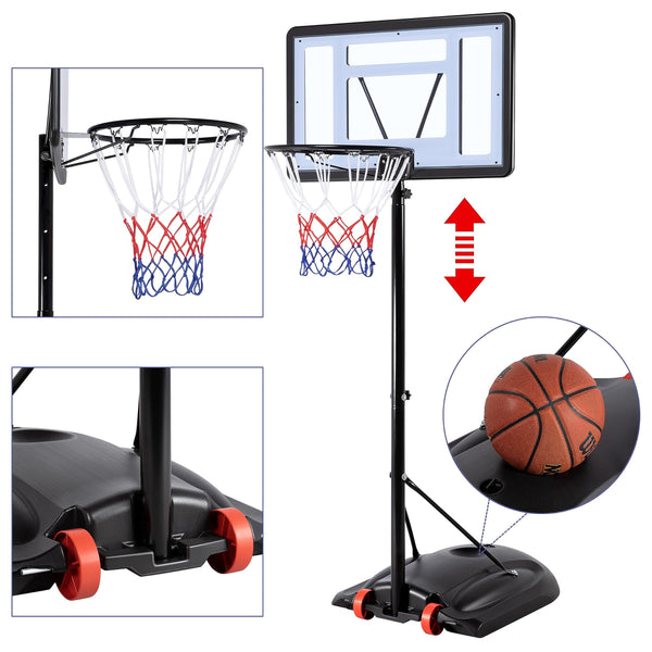 Yaheetech Outdoor Adjustable Basketball Stand, Portable Basketball Hoop Net System on Wheels