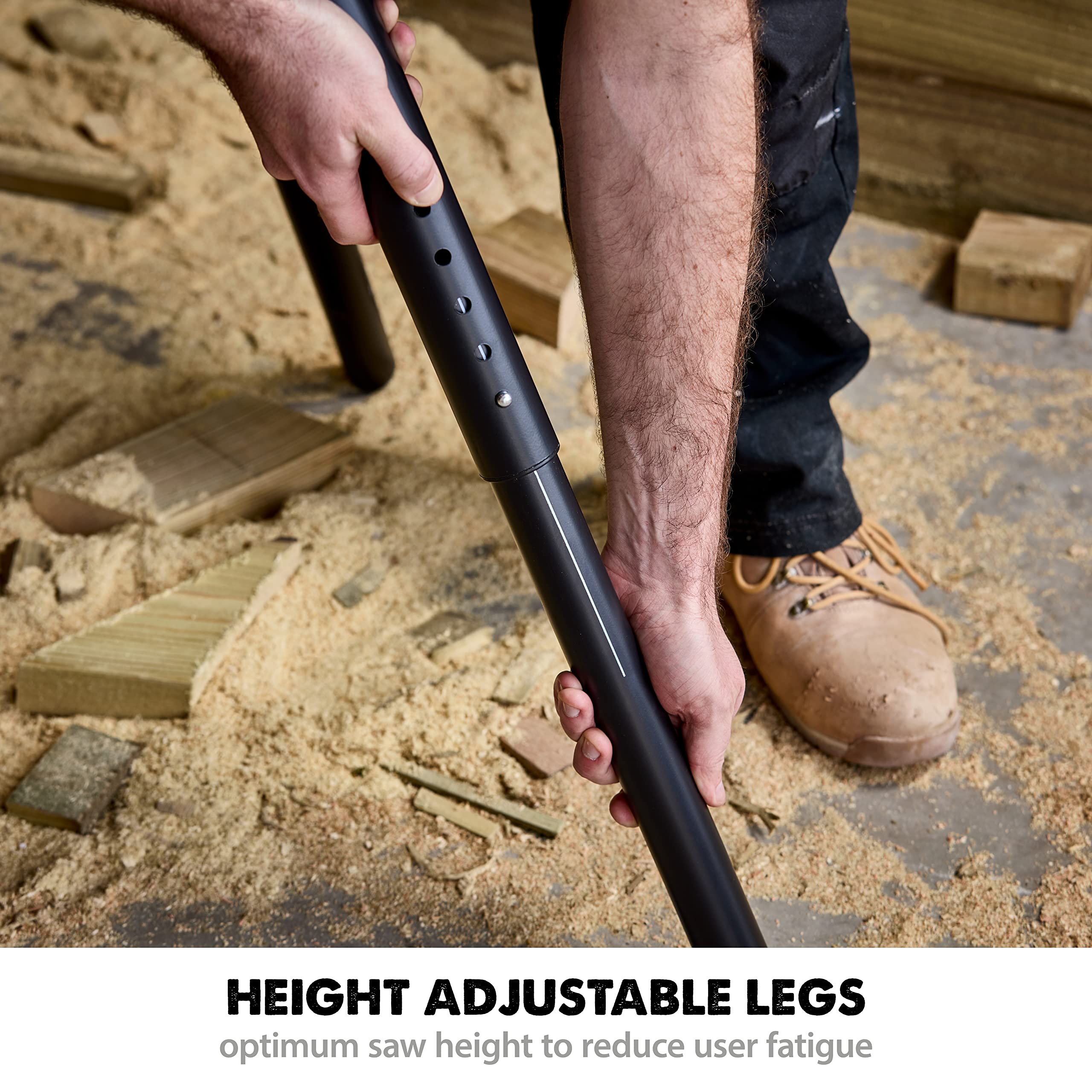 Evolution Power Tools EVOMS1 Mitre Saw Stand, Universal Compact Folding with Extending Support Arms, Fits Evolution, Makita, DeWalt, Bosch, Ryobi, Einhell and Metabo, Supports 150kg Weight & 3m Length