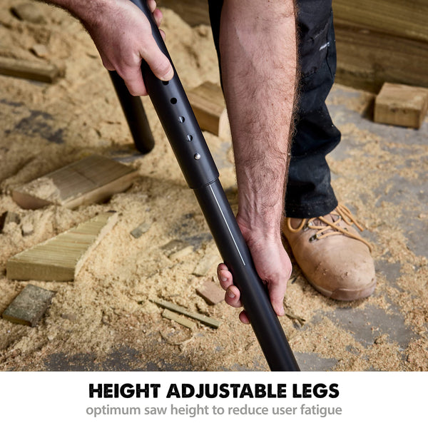 Evolution Power Tools EVOMS1 Mitre Saw Stand, Universal Compact Folding with Extending Support Arms, Fits Evolution, Makita, DeWalt, Bosch, Ryobi, Einhell and Metabo, Supports 150kg Weight & 3m Length