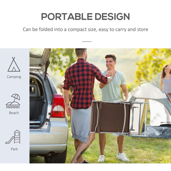 Outsunny Sun Lounger Steel Frame Outdoor Folding Chaise Texteline Lounge Chair Recliner with Headrest & 7 Levels Adjustable Backrest, Cream White