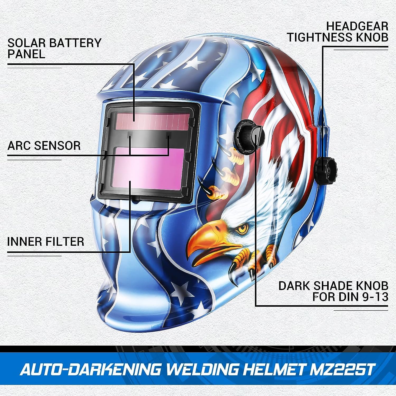 DEKO Welding Helmet Auto Darkening: True Color Solar Powered Auto Darkening Welding Helmets Welder Mask Hood (Skull Design)