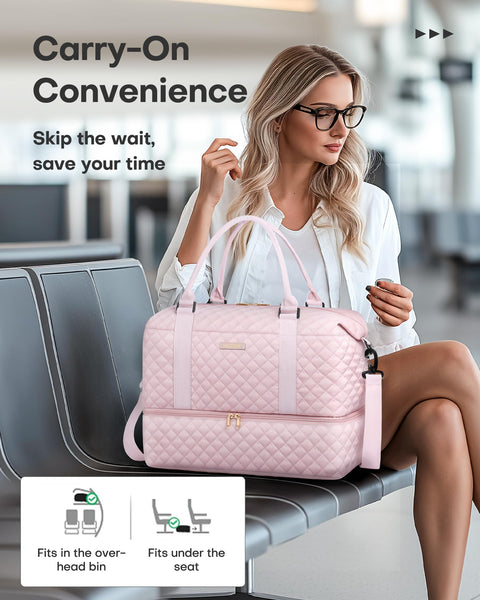 HOTOR Travel Bags for Women - Lightweight Overnight Holdall Bag, Large Carry on Luggage Weekend Bag with Shoe Compartment & Toiletry Bag, Travel Duffel Sport Gym Tote, Black, 34.0 x 45.0 x 20.0 cm