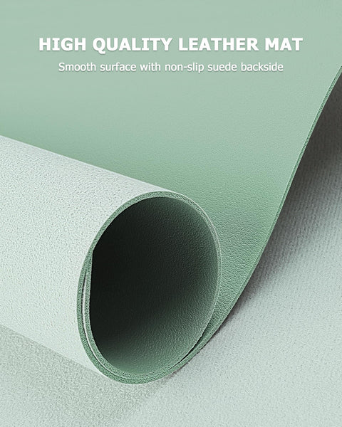 MOLMO Non-Slip Desk Mat, Waterproof Desk Pad Table Protector, Easy Clean Laptop Mat Large Mouse Pad Leather Writing Mat with Suede for Office /Home/Decor (Light Green, 60 x 35 cm)
