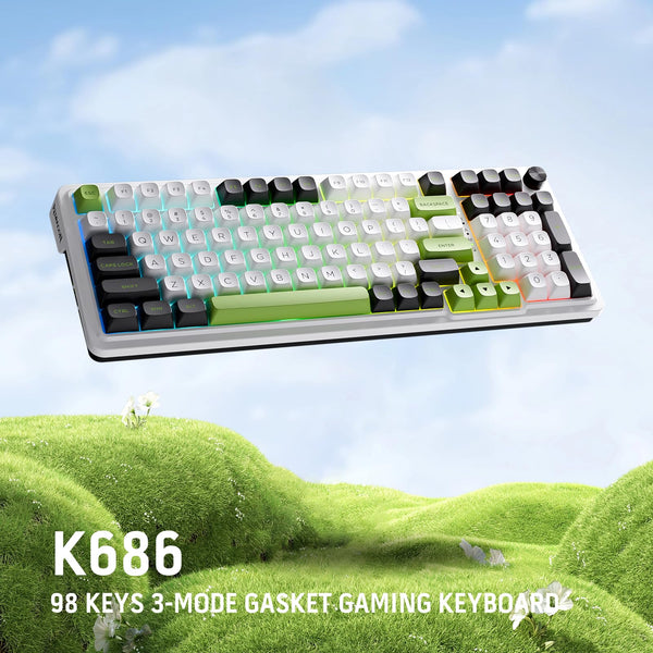 Redragon K686 PRO 98 Keys Wireless Gasket RGB Gaming Keyboard, 3-Modes Anime Mechanical Keyboard w/Hot-Swap Socket, Dedicated Knob Control & Sound Absorbing Pads, Custom Hi-Fi Linear Switch