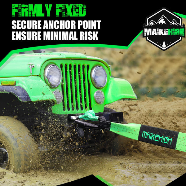 MAIKEHIGH Tow Rope 15 Ton (33,700 Lbs), 6M x 7.6cm Off-Road Recovery Towing Strap with 2 Gloves for Car, Truck, SUV, Emergency (Black)