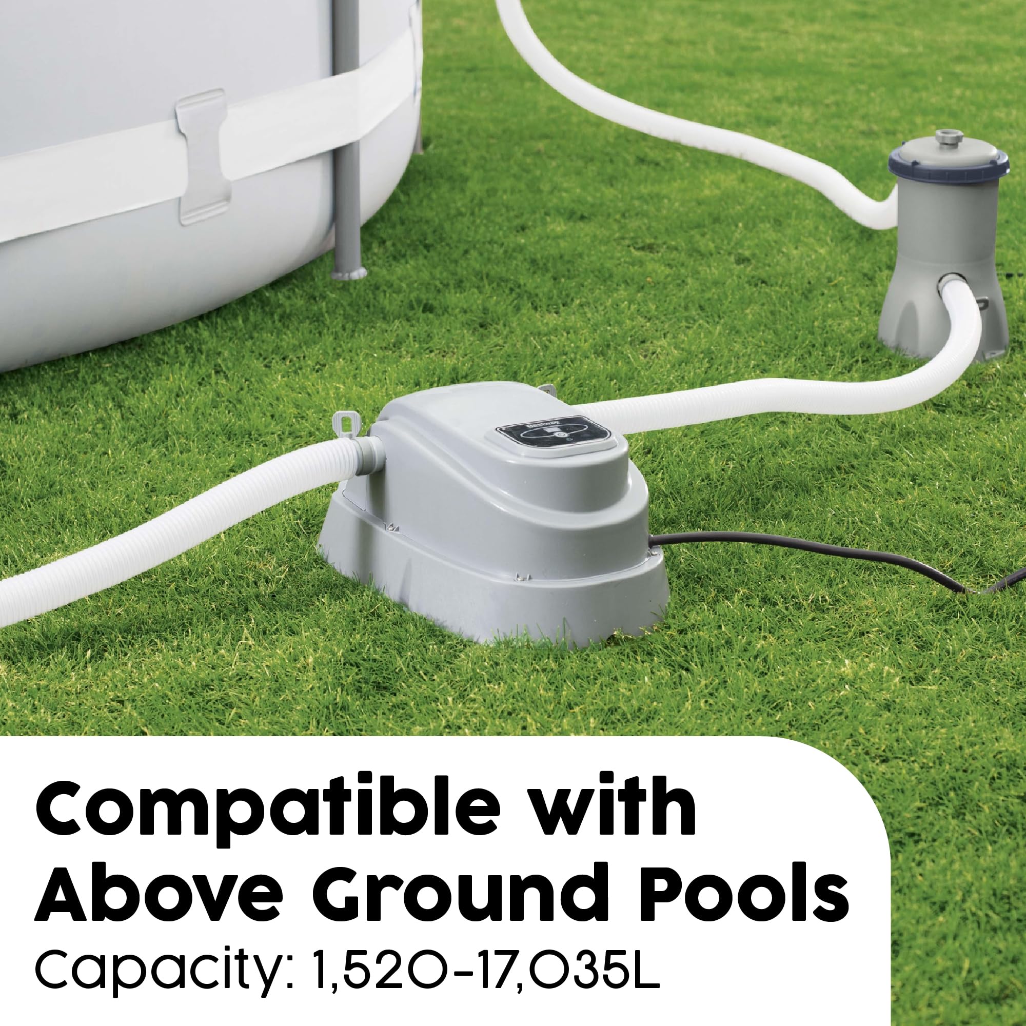 Bestway Pool Heater for Above Ground Pools, Suitable for 15ft Swimming Pools, Grey