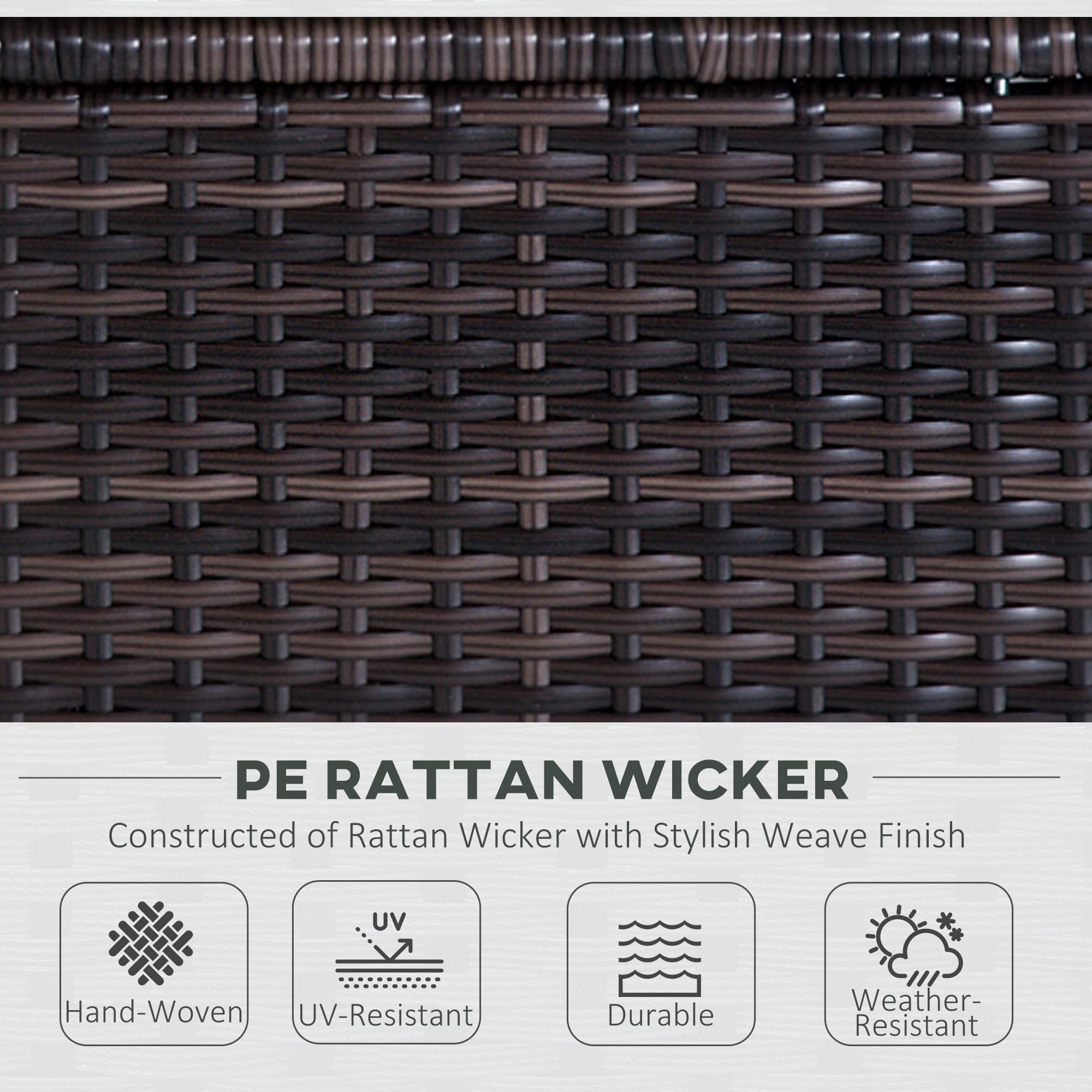 Outsunny 6 Pieces Rattan Garden Furniture Set, 5 Seater Garden Sofa Set with Thickened Cushions, Glass Top Coffee Table and Ottomans, Outdoor Sectional Conservatory Furniture with Pillows, Grey