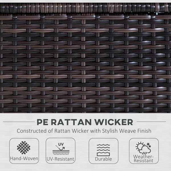 Outsunny 6 Pieces Rattan Garden Furniture Set, 5 Seater Garden Sofa Set with Thickened Cushions, Glass Top Coffee Table and Ottomans, Outdoor Sectional Conservatory Furniture with Pillows, Grey