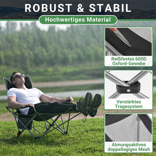 #WEJOY Camping Chairs Folding Recliner Chair Adjustable with Detachable Footrest Headrest Cup Holder Lightweight Portable Reclining Camp Chair Fold Up Chair for Outdoor Beach Garden, Cyan Set of 2