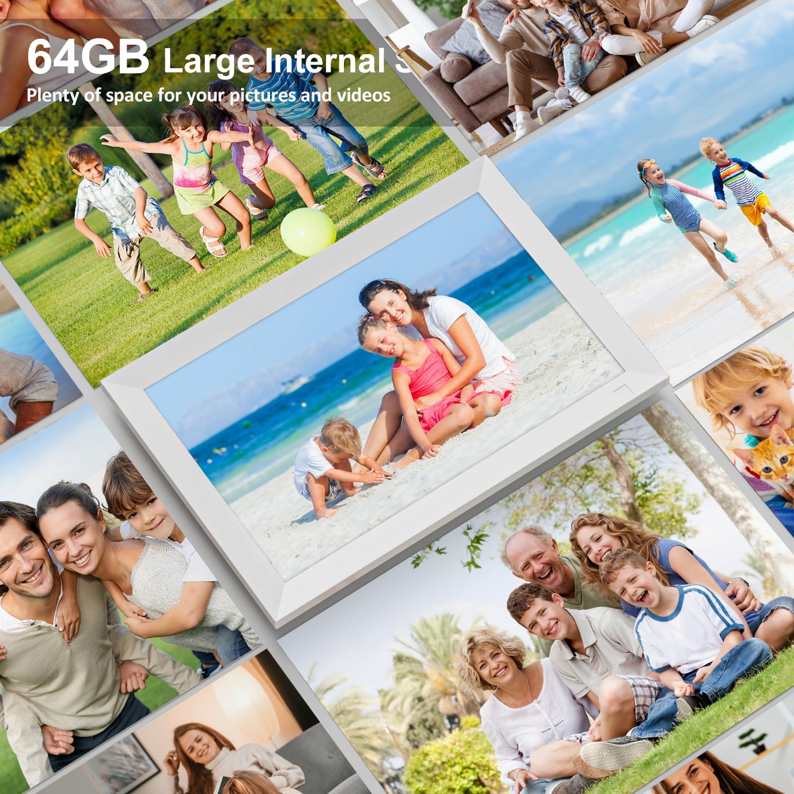 10.1 Inch WiFi Digital Photo Frame Built in 32GB Memory, 1280x800 IPS LCD Touchscreen, Auto-Rotate and Audio, Quick and Easy Share Photos or Videos via the Frameo App, the Best Choice for Gifting