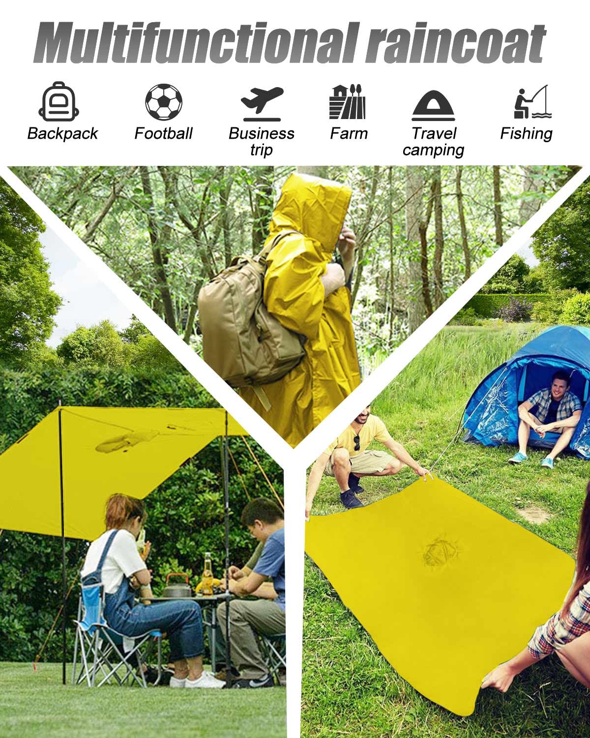 Victoper Waterproof Poncho Adult, Reusable Rain Poncho Adult Waterproof Poncho Waterproof Adult Lightweight Waterproof Raincoat for Outdoor Hiking Camping Cycling Traveling