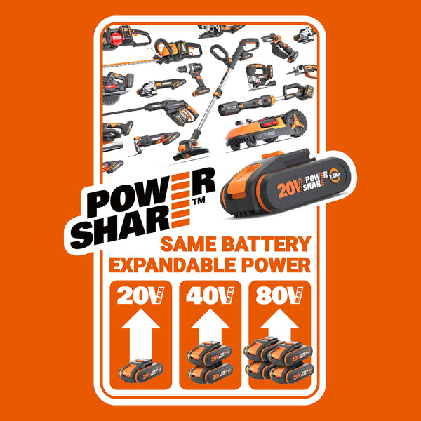 WORX WX696.9 Sonicrafter Cordless Oscillating Multi-Tool, Power Share, Variable Speed with Accessories, 18V (20V Max)