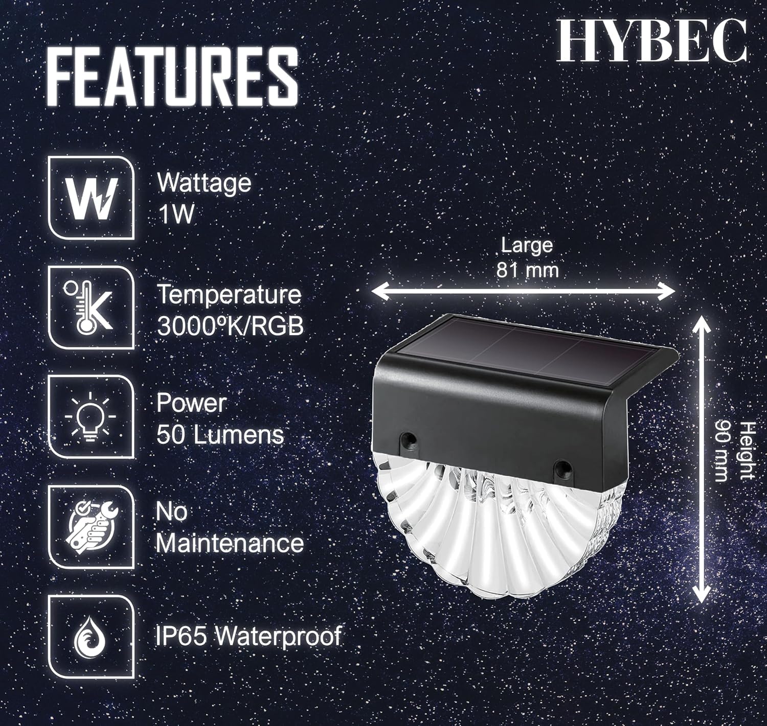 HYBEC - Outdoor Solar Stair Light, Solar Stair Light, Solar Stair Light, Solar Stair Light, Outdoor Solar Light for Stairs, Outdoor Stair Solar Light