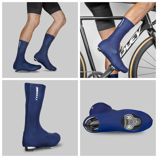 GripGrab 2nd Generation RaceAero TT Raceday Lycra Shoe Cover 2 Lightweight Aerodynamic Road Cycling Performance Overshoe,Navy Blue,M