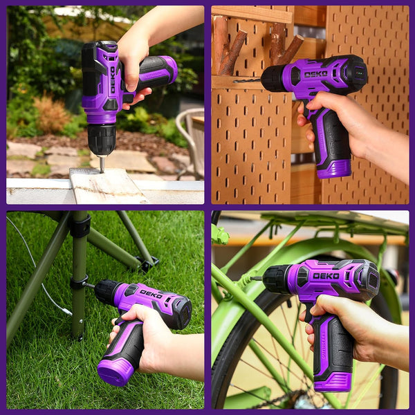 Tool Kit: DEKO Drill Set with Cordless Drill, Tool Kit Set Box, DIY Hand Tools for Men and Home, with 8V Electric Drills Blue,126 Pieces