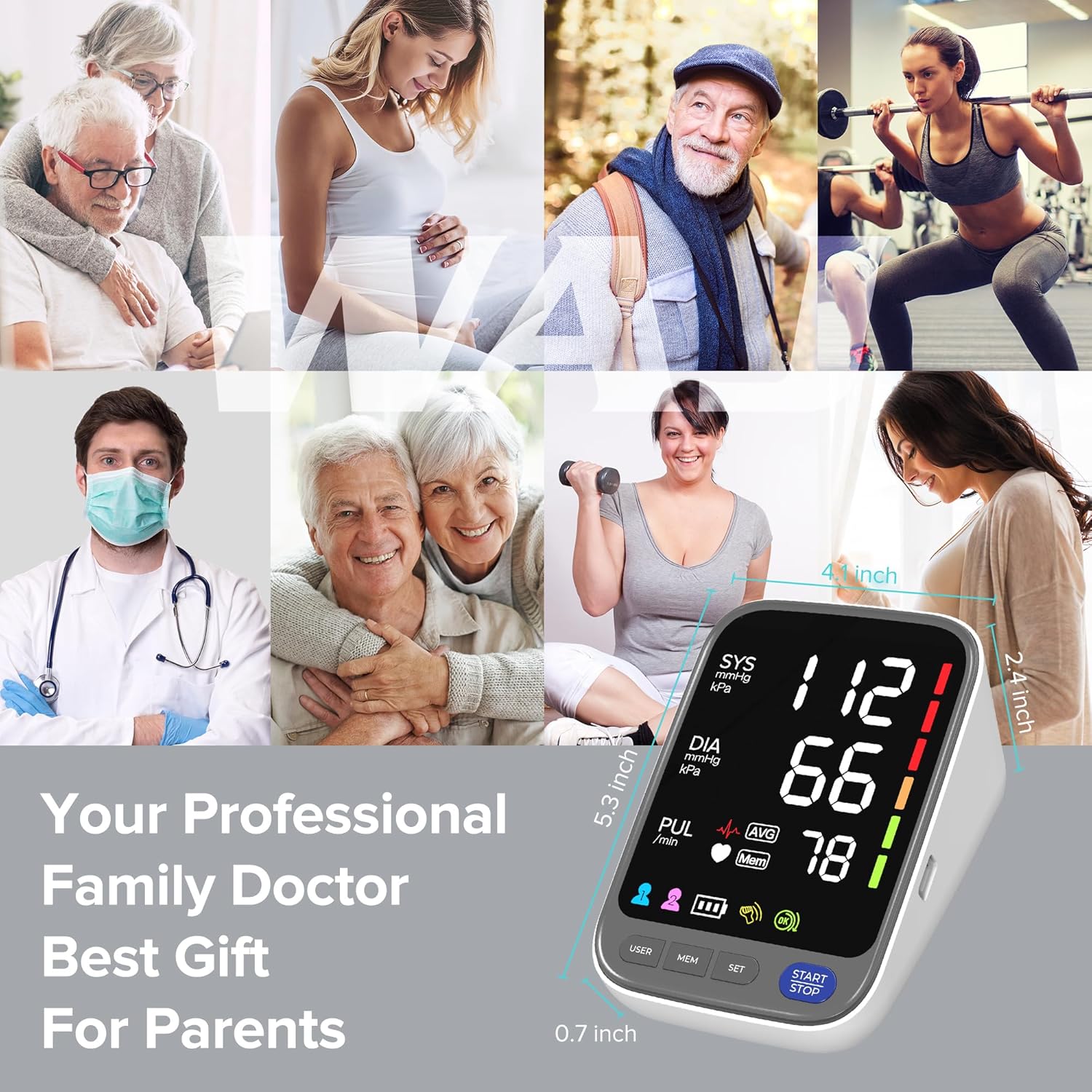 Medical Blood Pressure Monitors, Upper Arm Large Cuff Blood Pressure Machine for Home Use, Super Large 6.4” LED Display | CE Certified | MHRA Registered | 2 * 120 Sets Memory | Heart Rate Monitor