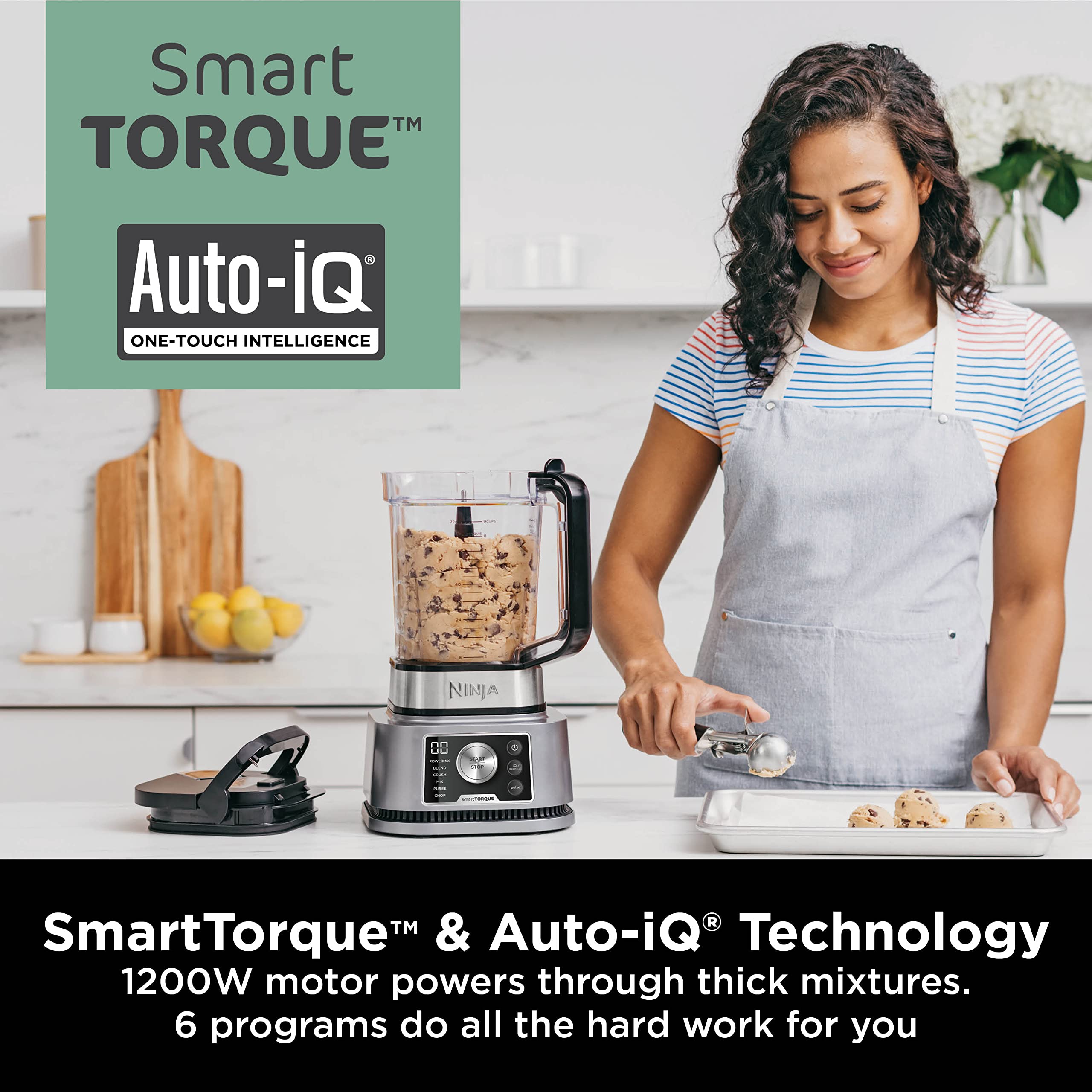 Ninja Foodi Power Nutri Blender 2-in-1, Blend Smoothie Bowls, Thick Spreads & Frozen Drinks, Automatic Programs, 700ml Cup & 400ml Bowl with with Power Paddle, 1100W, Silver CB100UK