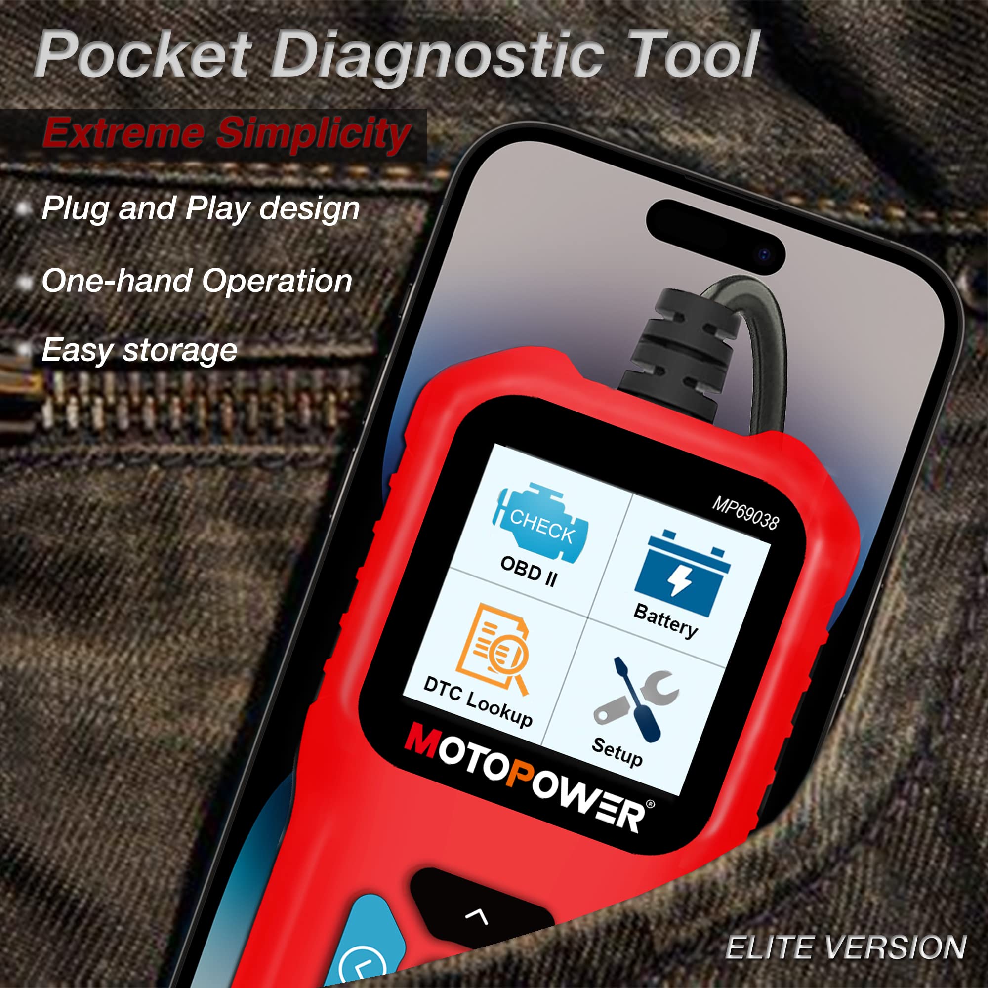 MOTOPOWER MP69038 Car OBD2 Scanner Code Reader Engine Fault Code Reader Scanner CAN Diagnostic Scan Tool - Elite Edition