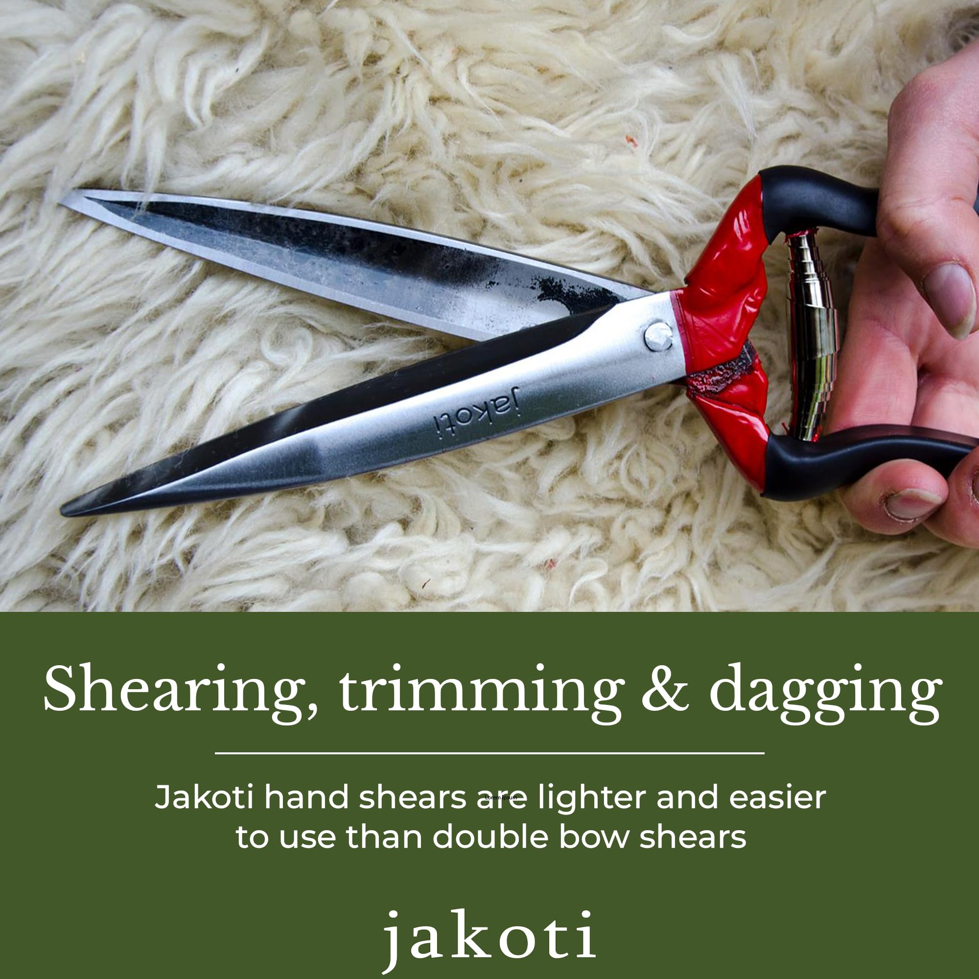 Jakoti Hand Shears (L30cm) One Handed Garden Shears for Grasses, Topiary & Pruning. Ultra Sharp Sheep Shears for Dagging, Shearing & Trimming. 15cm