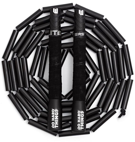 Elite SRS Beaded Jump Rope Adult For Fitness - Beaded Heavy Skipping Rope for Exercise - Unbreakable Long Handles and Shatterproof Beads - Designed