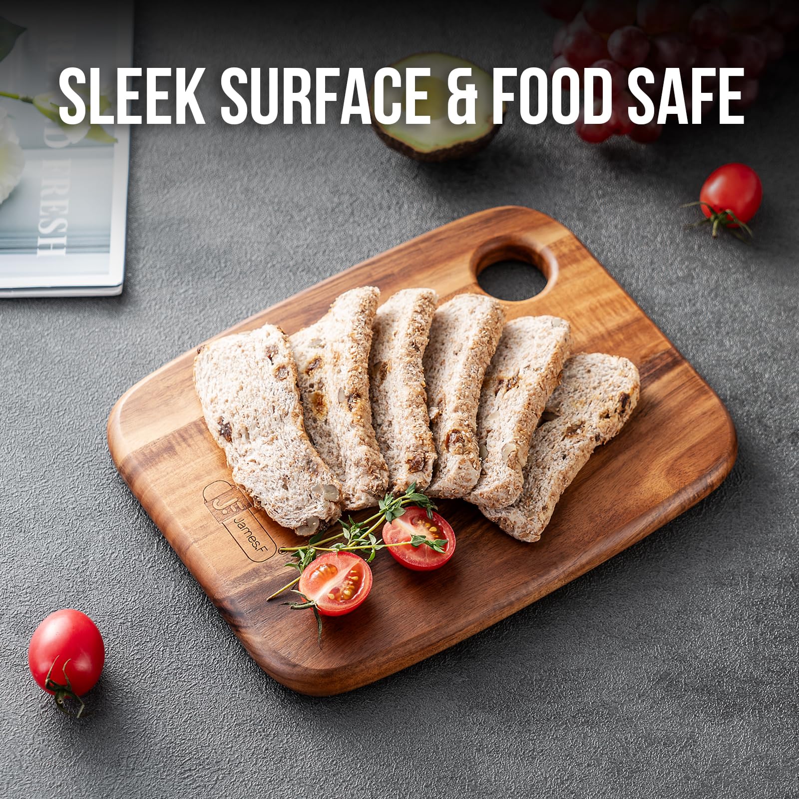 Acacia Wood Cutting Boards Set of 3 for Kitchen, Large Wooden Cutting Board Set, Thick Chopping Board,Butcher Block,Wooden Trays for Meat, Fruit