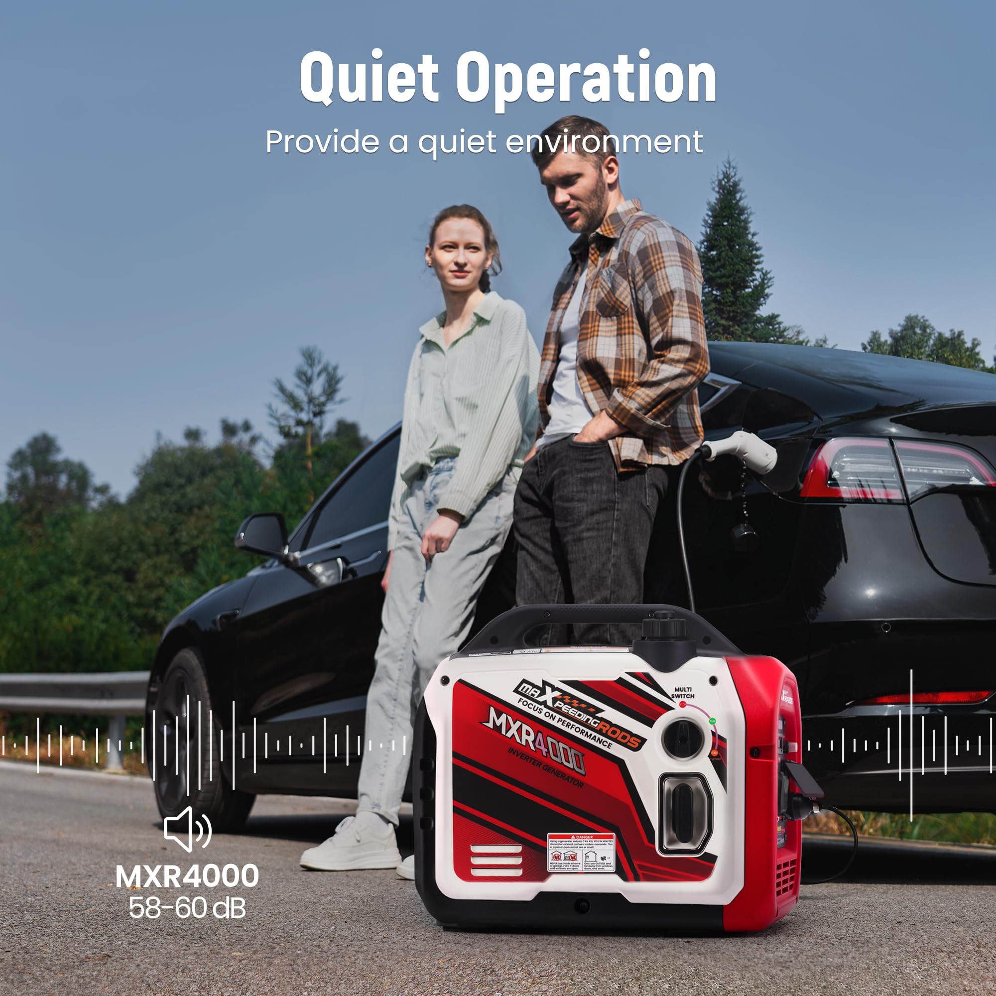 maXpeedingrods 3500W Portable Inverter Generator Petrol Silent, 4 Stroke Sine Wave Generator, Compact and Lightweight for Camping, RV Travel,Home