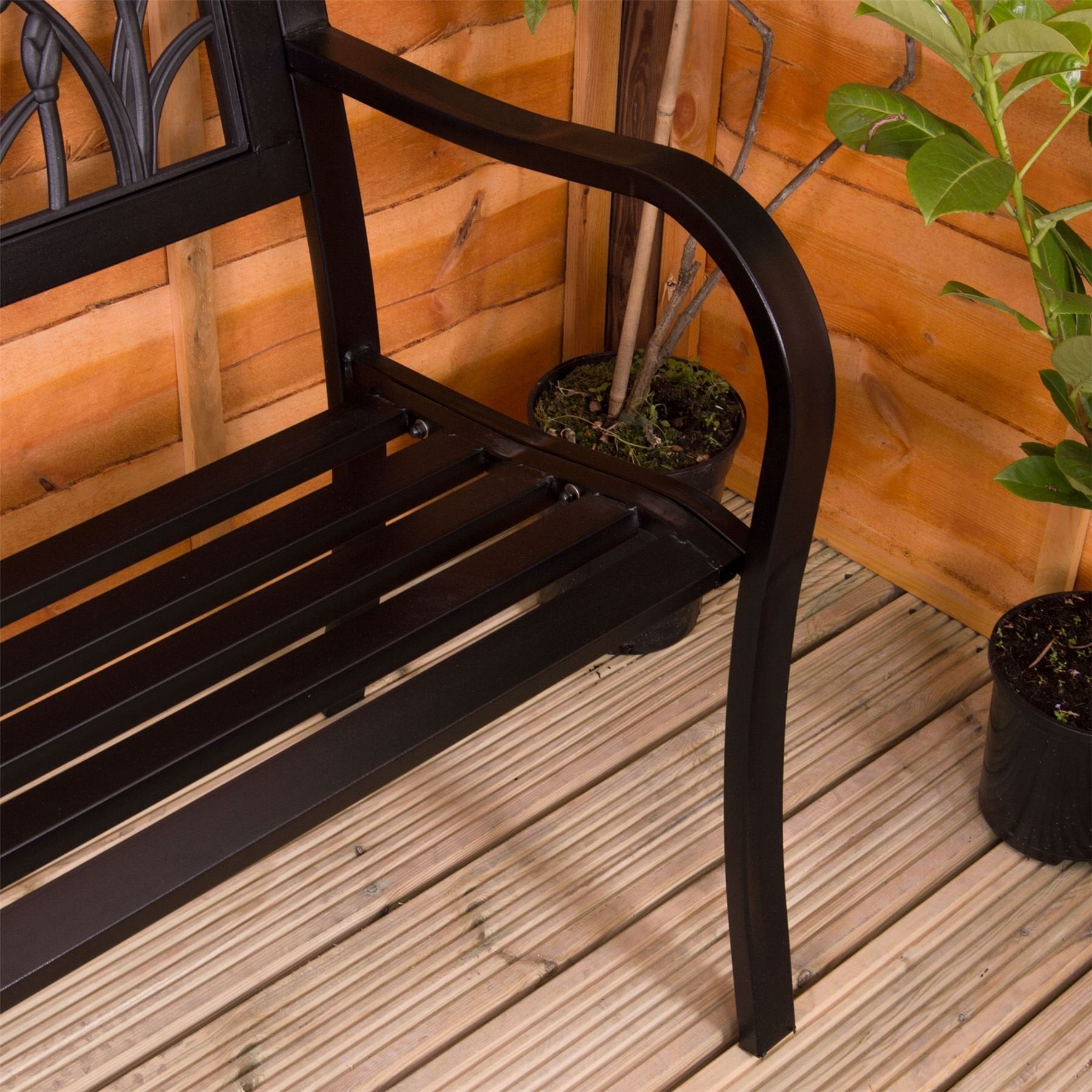 Garden Vida Steel Garden Bench, Tulip Design 3 Seater Outdoor Furniture Seating Park Patio Seat