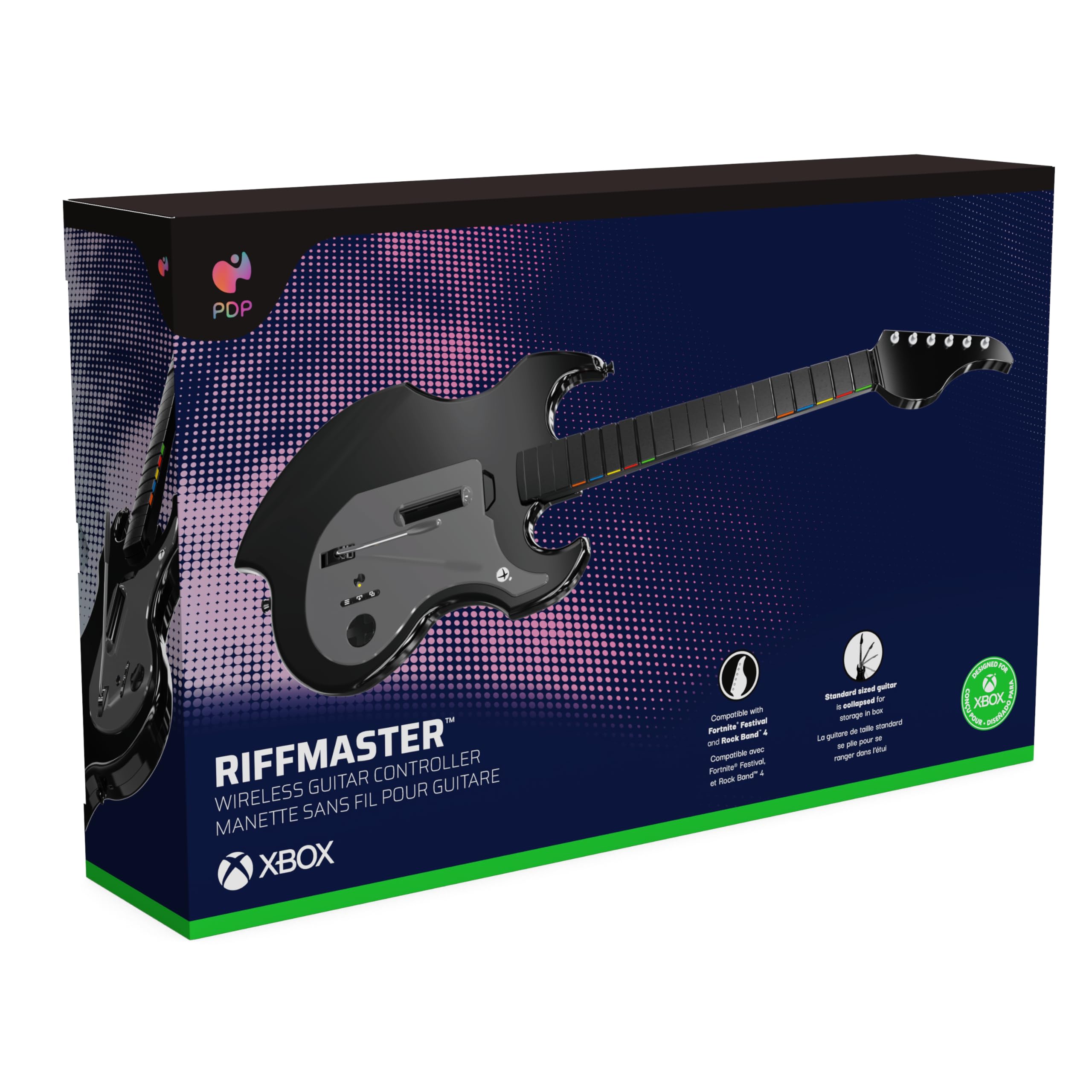 PDP RIFFMASTER Wireless Guitar Controller for PlayStation 5 and PlayStation 4, PS5/PS4, Rock Band 4, Audio Jack, Rechargeable Battery, Officially Licensed by Sony - Black