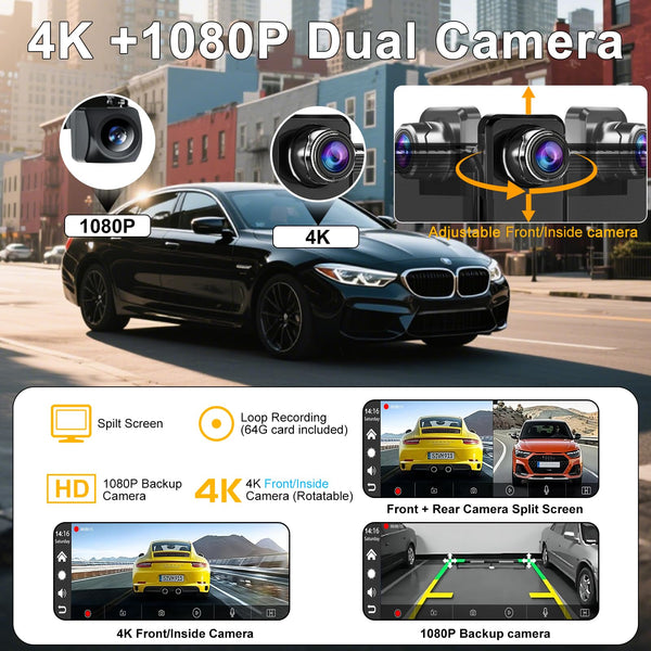 10.26" Wireless Car Stereo for Apple Carplay & Android Auto with 1080P Backup Camera, Touchscreen Car Play Screen with GPS Navigation & Voice Control, Mirror Link,Dual Bluetooth,FM Transmission,AUX