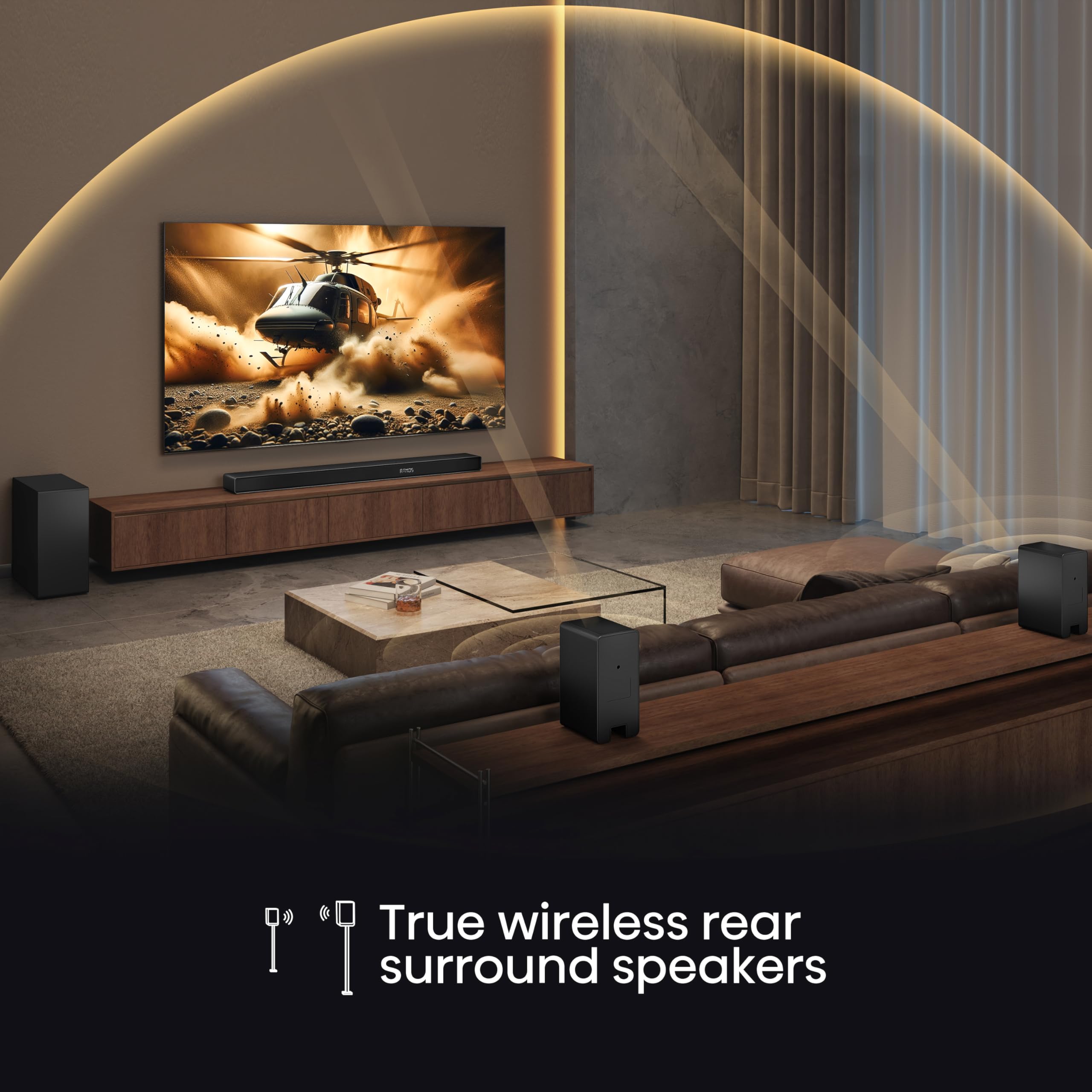 Hisense AX5125H 5.1.2 Channel 500W Dolby Atmos Soundbar with Wireless Subwoofer& Up Firing Speakers& Turly Wireless Rear Speakers