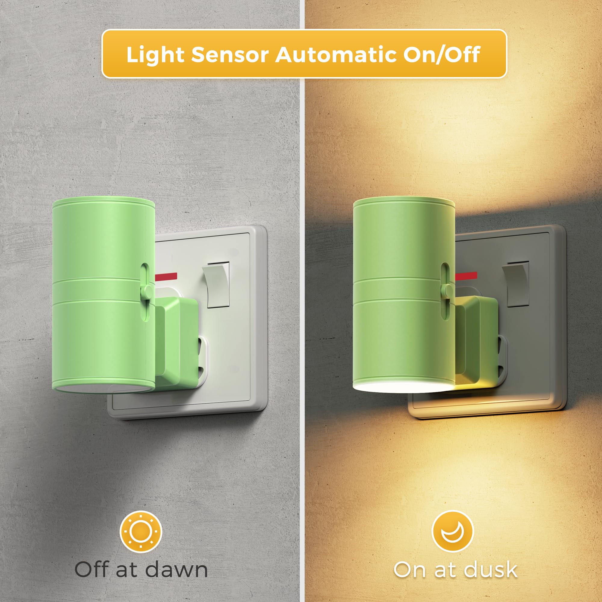 LOHAS-LED Night Light Plug In Wall,1 Pack, Modern Night Light with Dusk to Dawn Sensor, Adjustable Brightness 0-100LM, 3000K Warm White, Dimmable Night Light for Hallway Bathroom Bedroom Stair Toddler