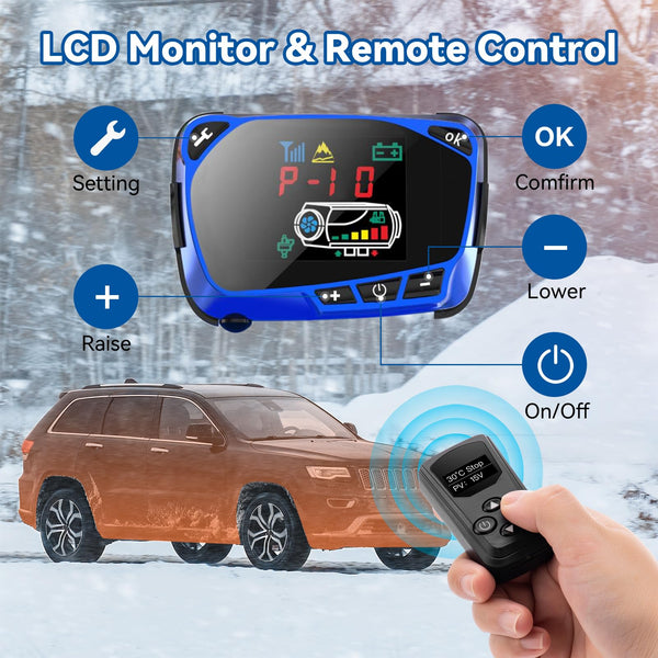 Redriver 8KW Diesel Heater 12V/24V Parking Fuel Heater, Night Air Heater with Premium Silencer, Upgrade Smart Remote Control For Truck, Boat, Car Trailer, Motorhomes, Campervans, Caravans