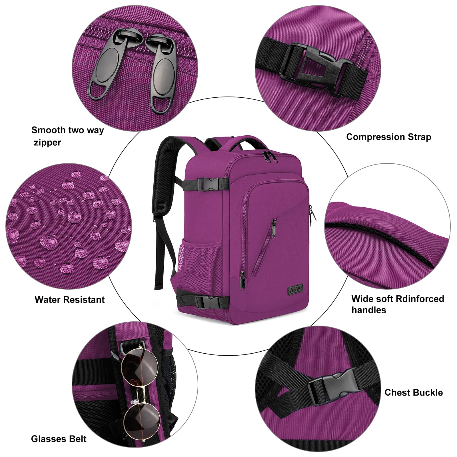 Cabin Bags 40x20x25 for Ryanair Underseat 20L Small Travel Hand Luggage Backpack Carry-ons Bag Cabin Size for Airplanes Flight Bag Travel Rucksack Fit 14 Inch Laptop with USB Charging Port-Black