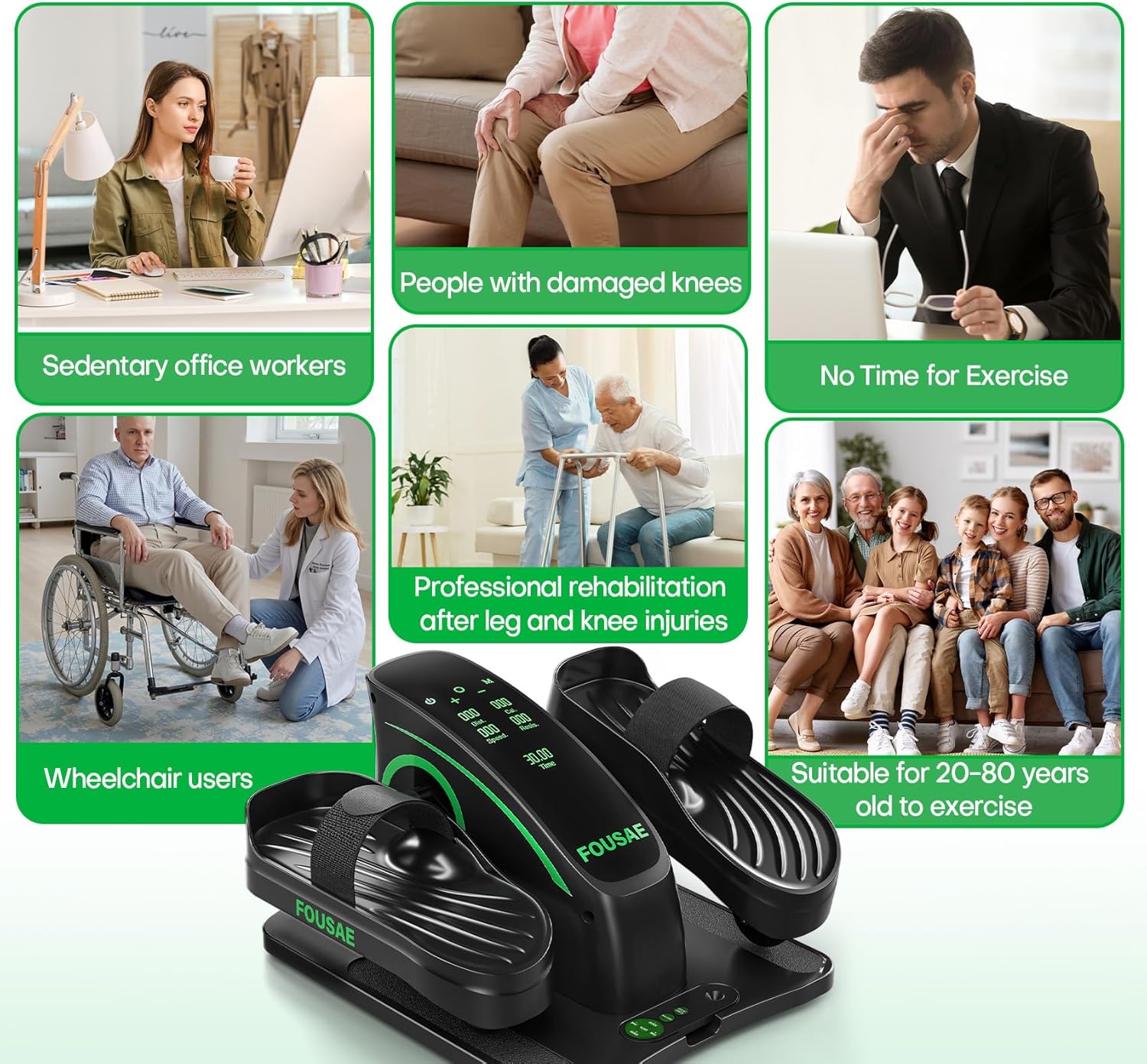 Under Desk Elliptical Machine for Home, 2 in 1 Electric Pedal Exerciser, Electric Leg Exerciser for Seniors with 15 Adjustable Speed, Seated Cross Trainer with Remote Control & Non-Slip Pad