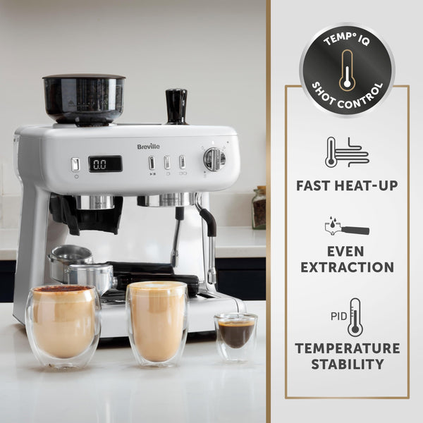 Breville Barista Max Espresso Machine | Latte & Cappuccino Coffee Maker with Integrated Bean Grinder & Steam Wand | 2.8 L Water Tank | 15 Bar Italian Pump | Stainless Steel