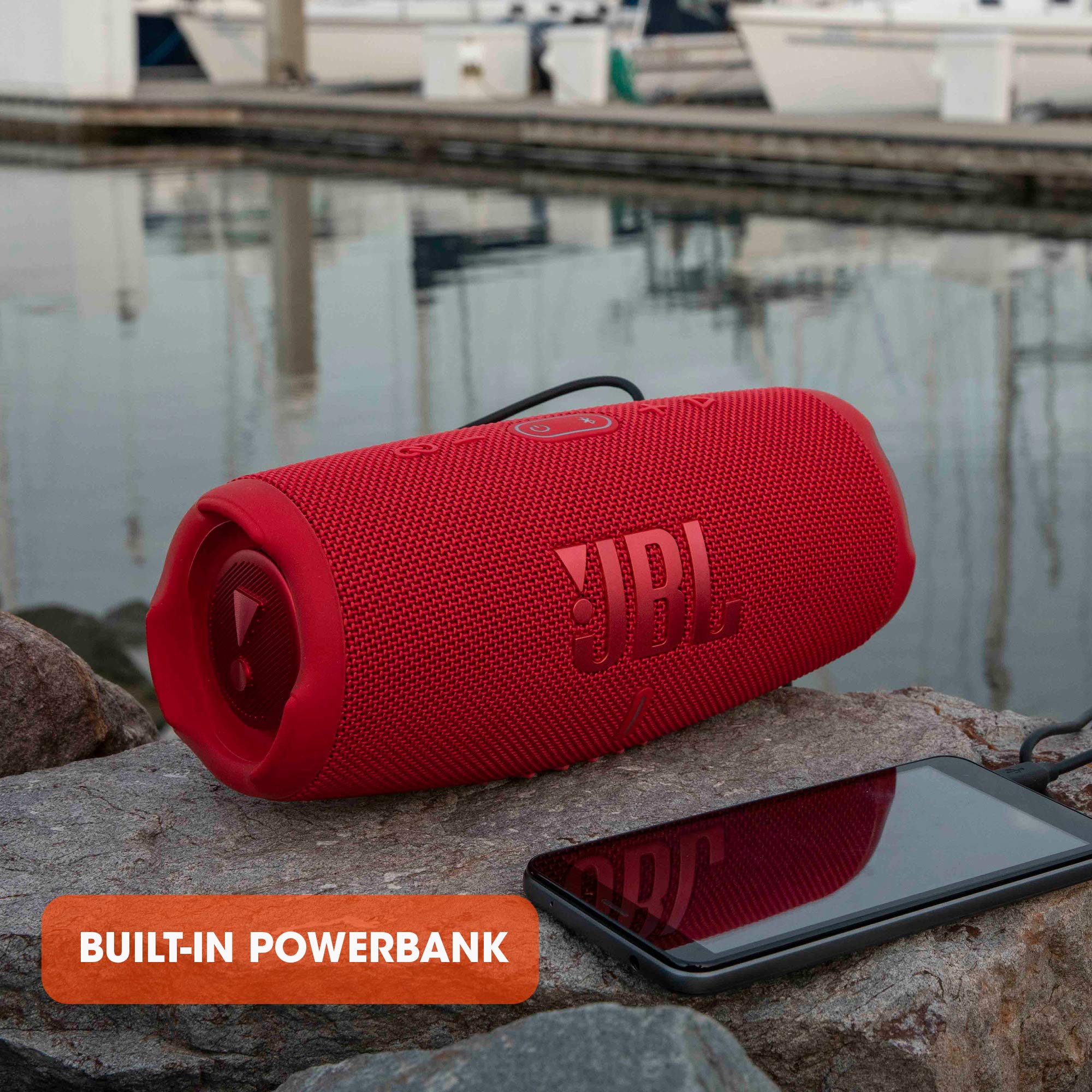 JBL Charge 5 Portable Bluetooth Speaker with Deep Bass, IP67 Waterproof and Dustproof, 20 Hours of Playtime, Built-In Powerbank, Black