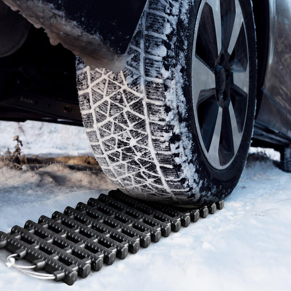 COSTWAY 2 Pack Tire Traction Mats, Folding Non-Slip TPR Recovery Track for Sand/Mud/Snow Off-road, Tire Ladder Pad Emergency Devices for Cars, Trucks, Van (100 x 21 x 3cm)