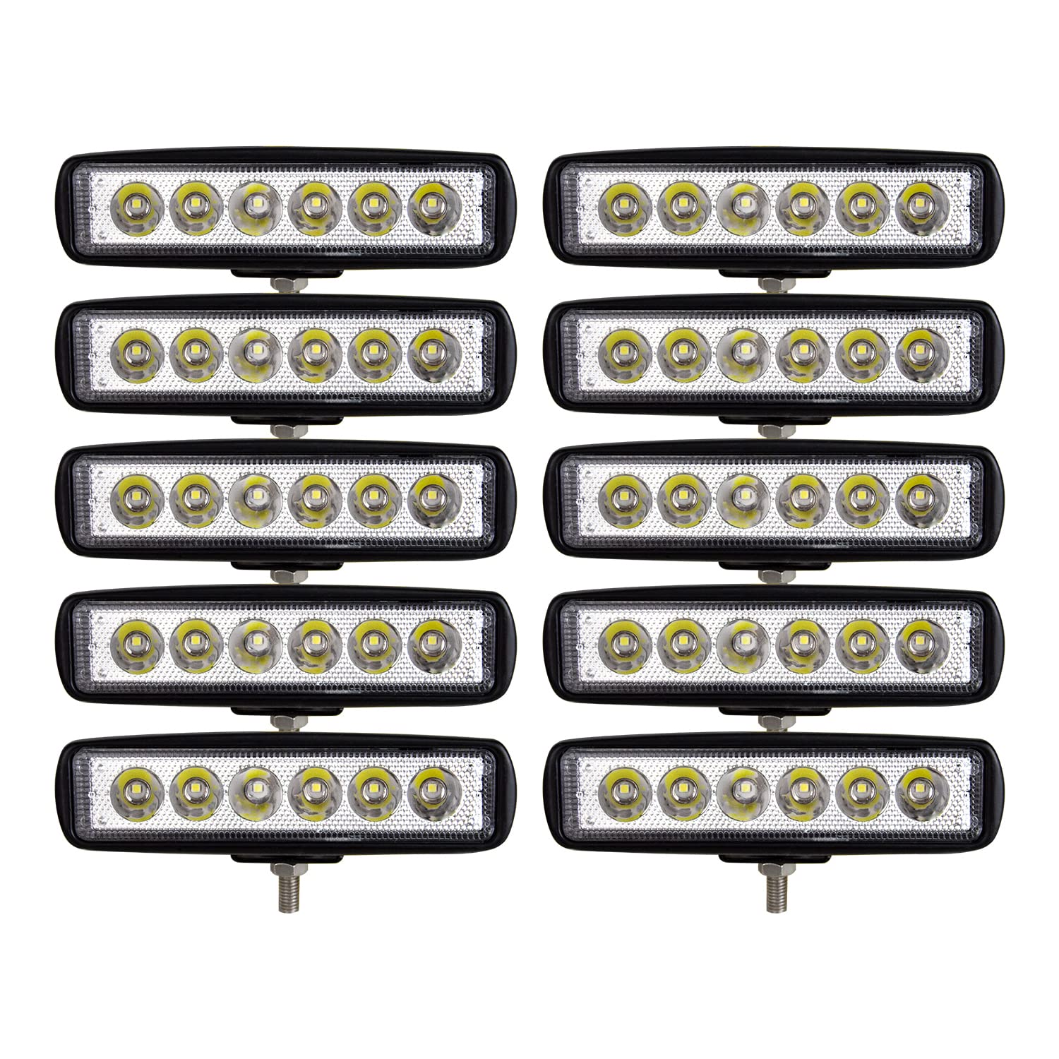 RIGIDON 2 Pcs Led Work Light Bar, 6 inch 18W Flood Beam, 12V 24V Driving Lights Lamp for Car Off road Boat Truck 4x4 SUV ATV Tractors Excavator, 6000K White, Fog Lamp