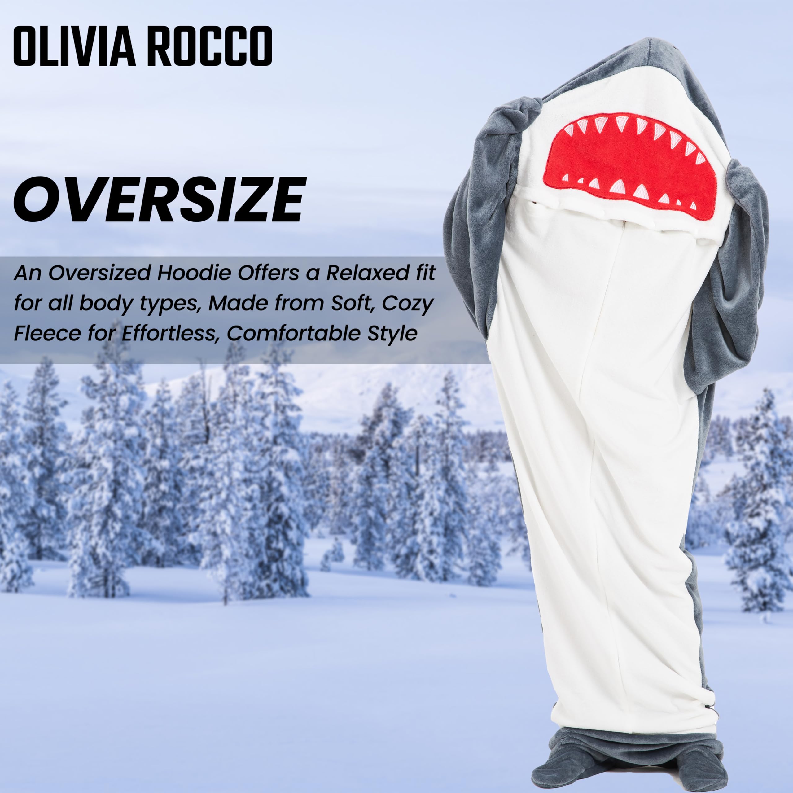Olivia Rocco Animal Oversized Wearable Blanket Hooded Fleece Hoodie Blankets with Sleeves Soft Warm Extra Long Plush Winter Sweatshirt Loungewear One Size