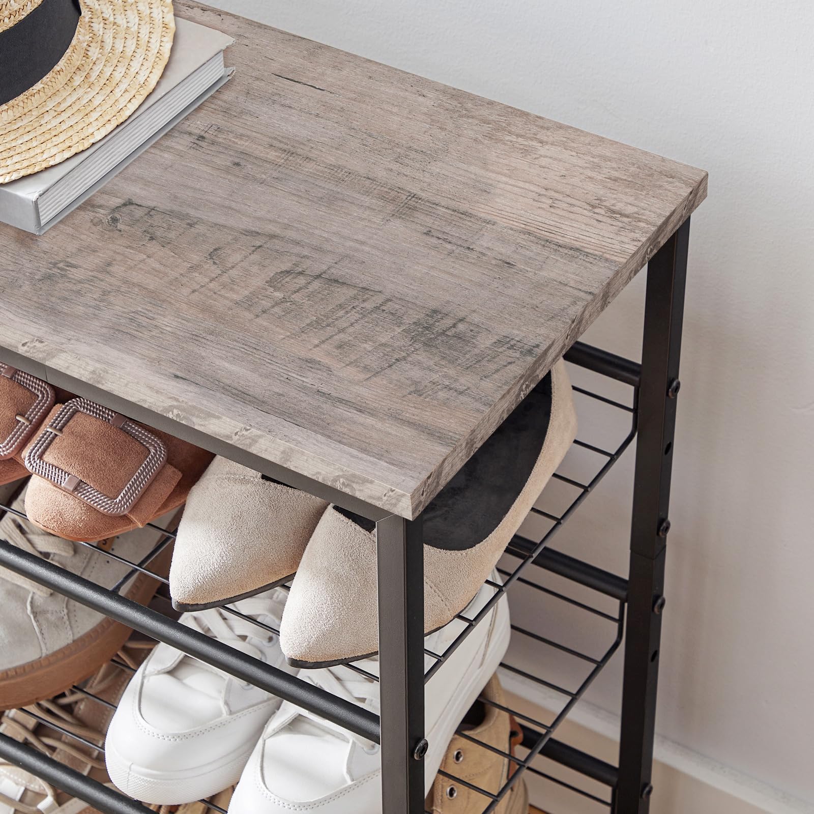 HOOBRO Tall Shoe Rack, Large Capacity Shoe Storage Organizer, 12-Tier Shoe Rack for 44-55 Pairs of Shoes, 75 x 28.5 x 194.5cm, Adjustable Metal