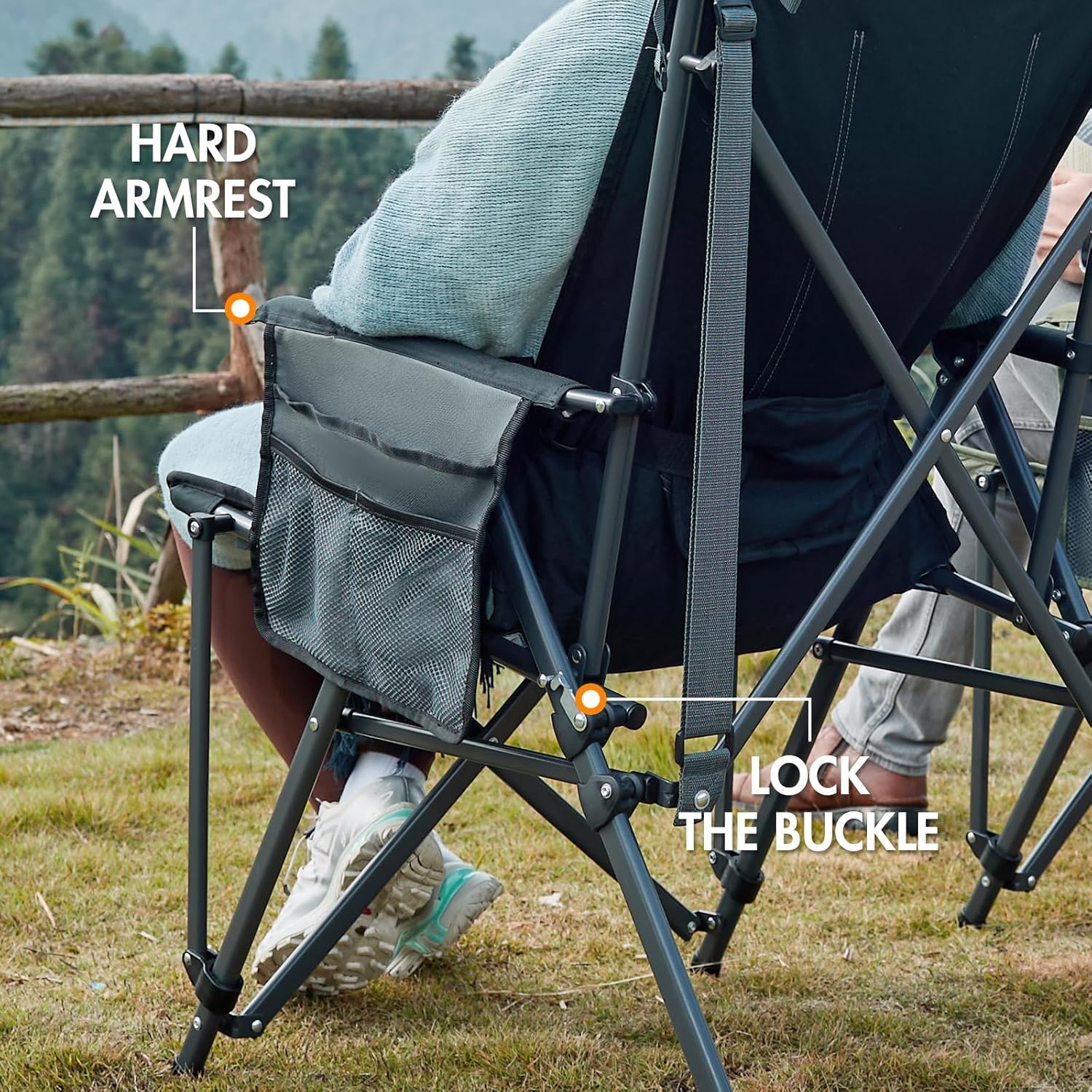 Portal Folding Camping Chair for Adults High Back Heavy Duty 180KG Load Foldable Garden Picnic Festival Collapsible Chair Oversized Hard Armrests Mesh Back Portable for Fishing Beach Patio