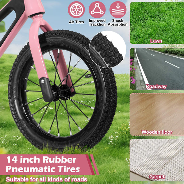 CHOLY 14 Inch Balance Bike for 3,4,5,6 Year Old Boys Girls, No Pedal Kids Bike with Adjustable Seat, Air Tires and Magnesium Alloy Frame, Lightweight Children's Traing Bicycle