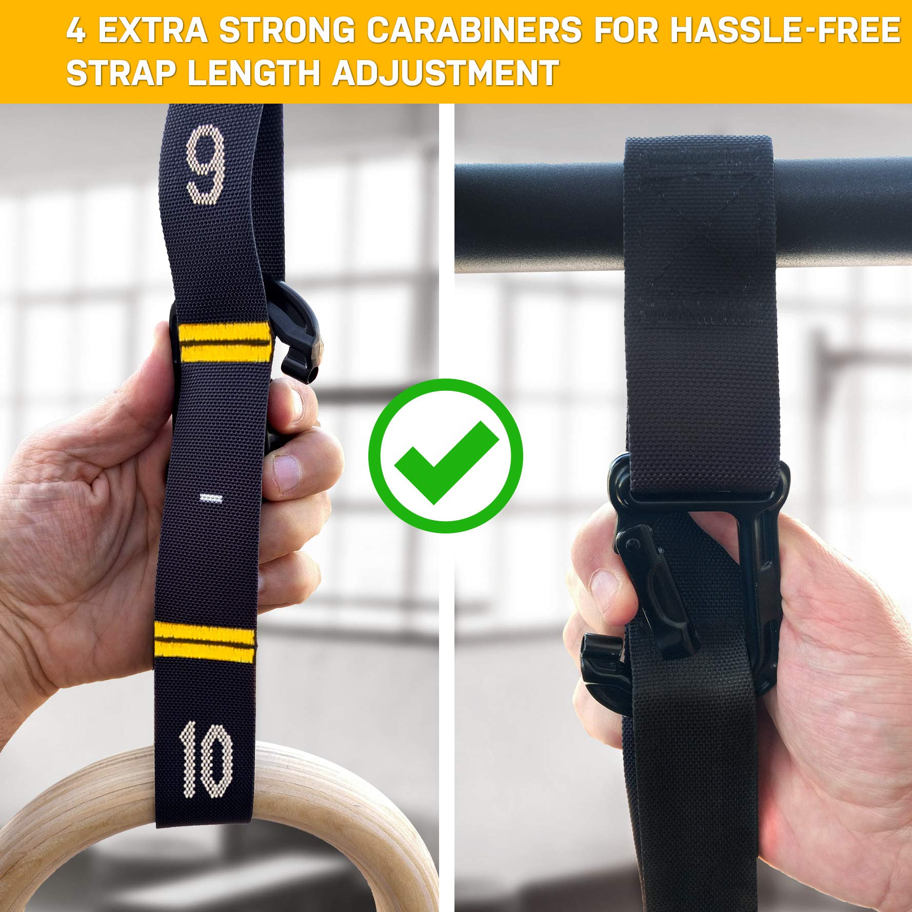 Double Circle Wood Gymnastic Rings with Quick Adjust Numbered Straps and Exercise Videos Guide for Full Body Workout, Calisthenics, and Home Gym