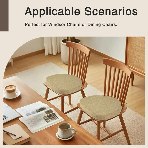 OVOV Chair Cushions for Dining Chairs Set of 4 Windsor Seat Cushion for Kitchen Room Chair Thick Textured Chair Pads with Ties and Non-Slip