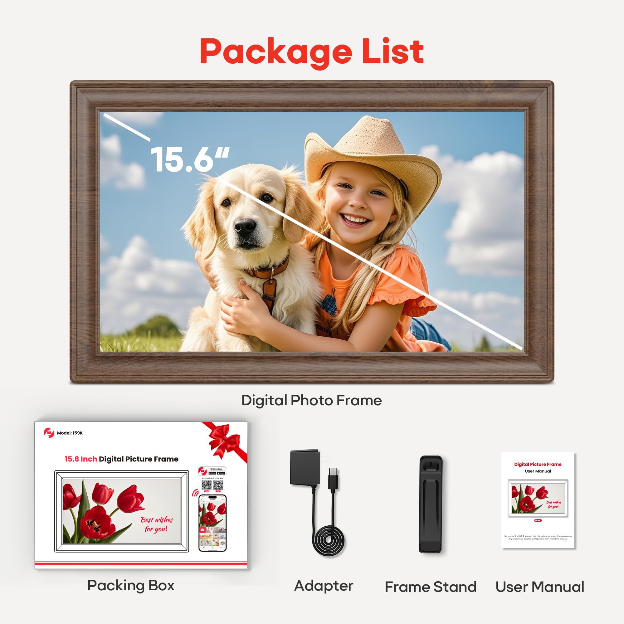 Frameo WiFi Digital Photo Frame 10.1 Inch - 1280x800 HD IPS Touch Screen Picture Frame Electronic, 32GB Memory, Auto Rotate, Wall Mountable, Digital PictureFrame for Sharing Photos and Videos