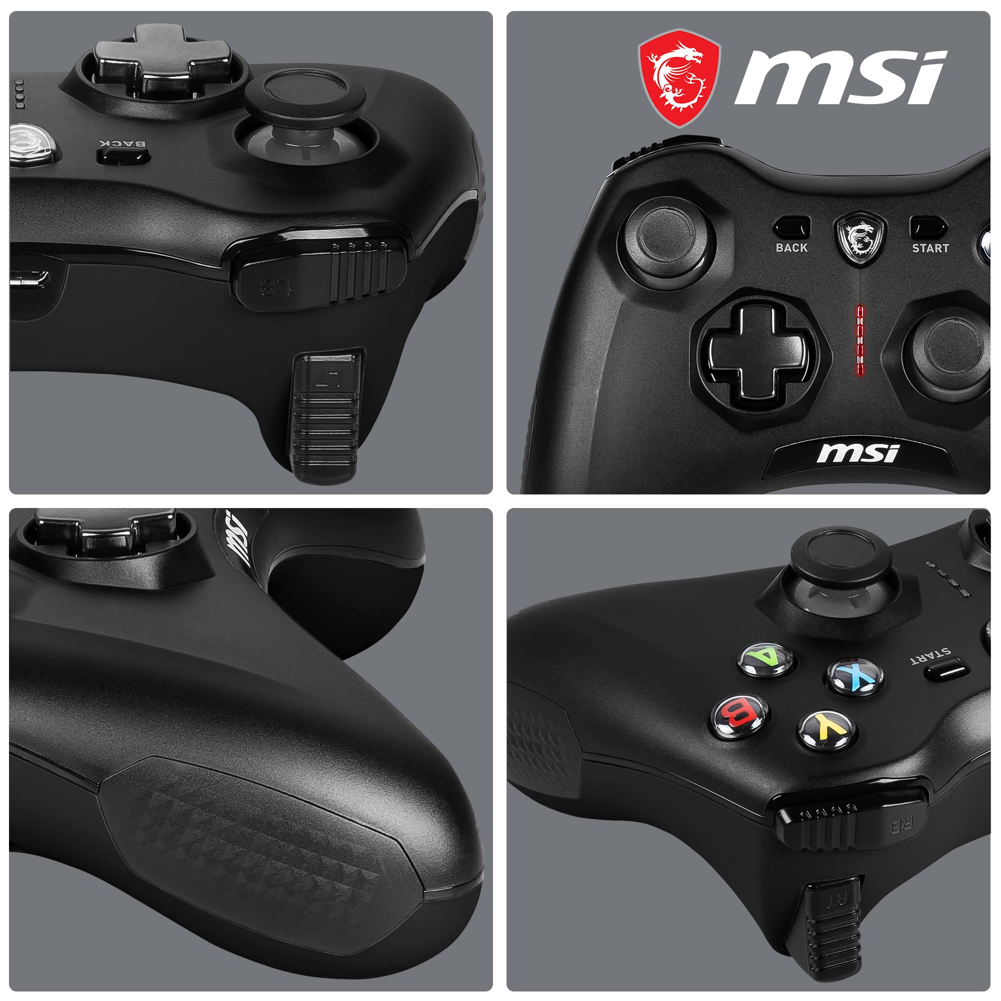 MSI FORCE GC20 V2 WHITE Wired PC Gamepad Controller - Interchangeable D-Pad Covers, Dual Vibration Motors, USB 2.0 - Wired
