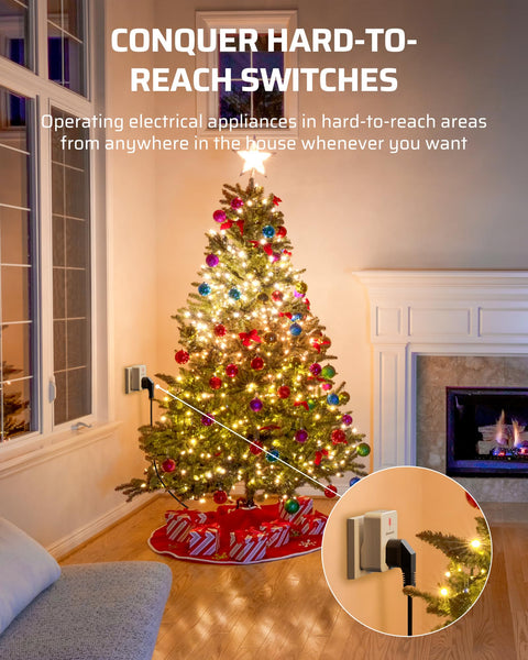 DEWENWILS Remote Control Plug Socket, 13A/3120W Heavy Duty Wireless Light Switch, 30m/100ft Long Range, Programmable for Bedroom, Garbage, 3 Pack Sockets and 1 Remote