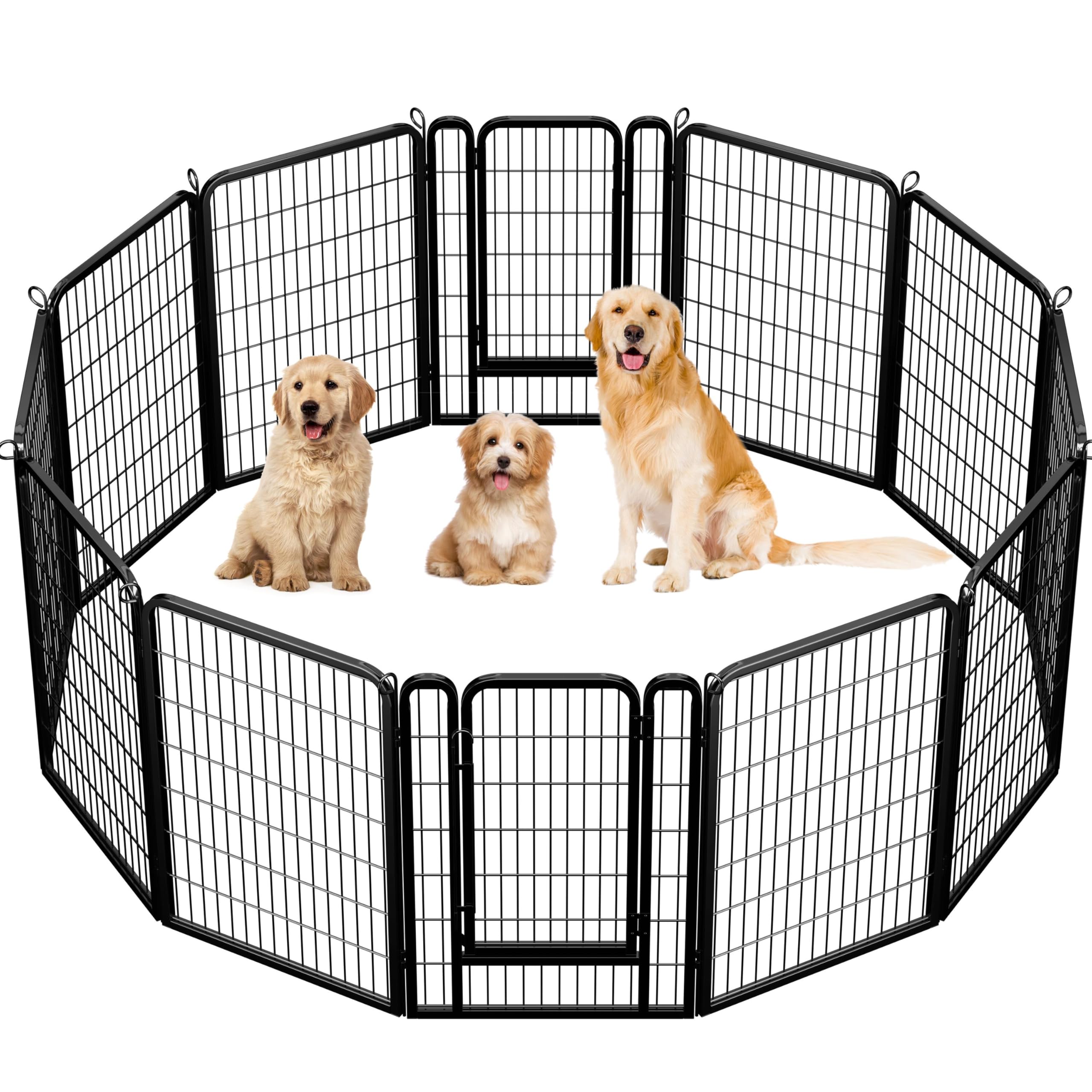 Yaheetech Lightweight Dog Playpen, 8 Panel 80cm Dog Fence Pet Exercise Pen Portable Puppy Play Pen Suitable for RV/Camping