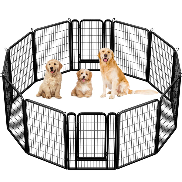 Yaheetech Lightweight Dog Playpen, 8 Panel 80cm Dog Fence Pet Exercise Pen Portable Puppy Play Pen Suitable for RV/Camping