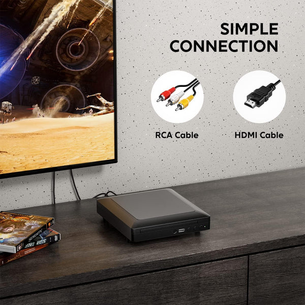 Ceihoit DVD Player HDMI for TV, Mini 1080P HD DVD CD/Disc Player with HDMI/AV Output, Cables Included, USB Input, Supported DVD-VCR Combo Built-in PAL/NTSC System